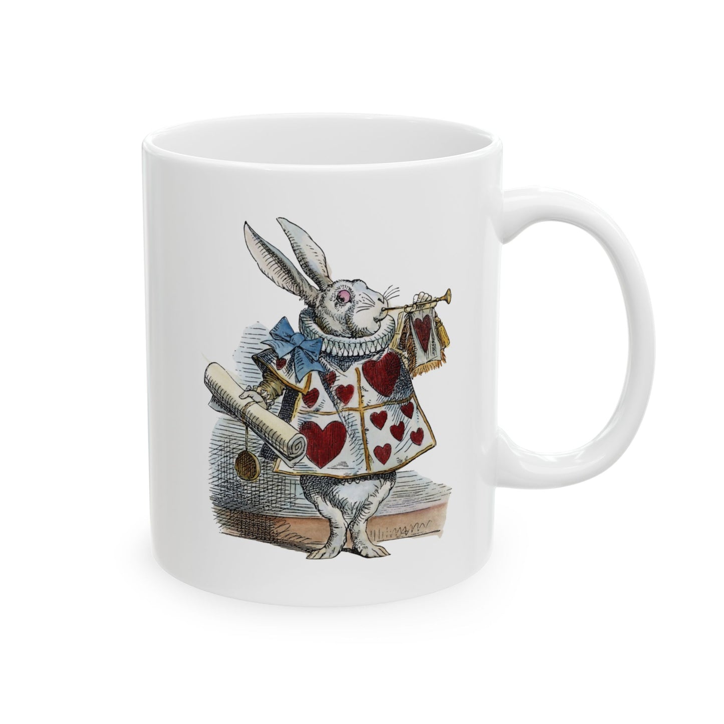 White Rabbit Herald Coffee Mug 11oz Art Ceramic Cup Mug