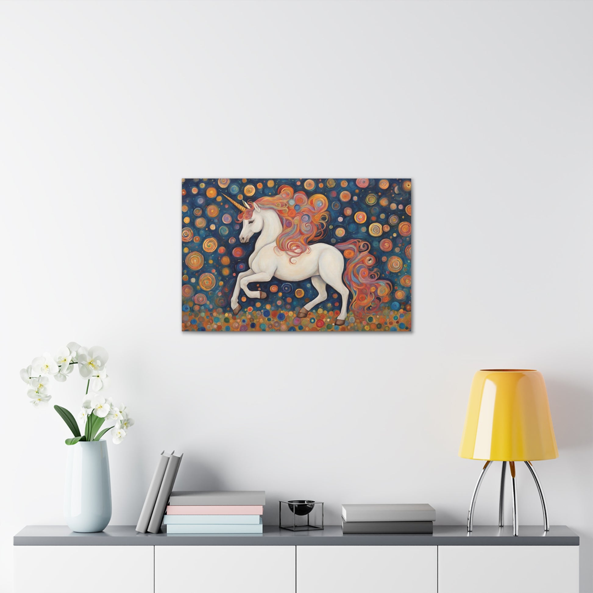 Unicorn Fantasy Modern Art Canvas Print 30x20 Inch Canvas