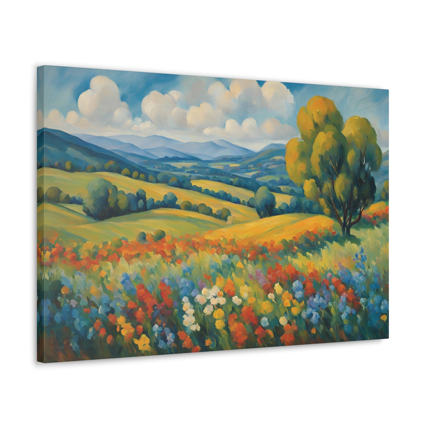 Flower Meadow Wall Art Landscape Canvas Print 30x20 Inch Canvas