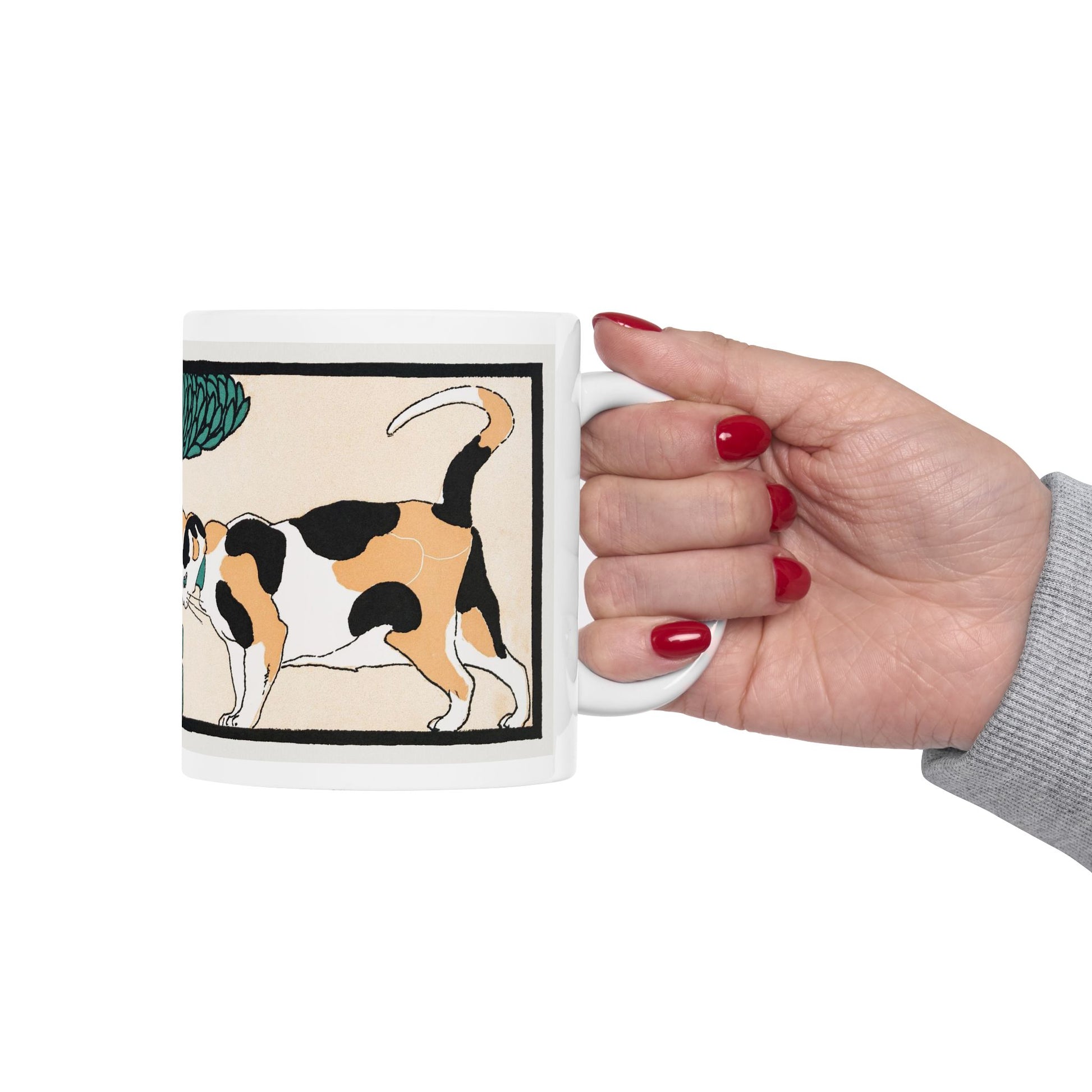 Cats Under A Tree Art Nouveau Ceramic Coffee Mug 11oz Edward Penfield Illustration 11oz cat cats Coffee Mugs Home & Living Kitchen mug Mugs Sublimation White base Mug