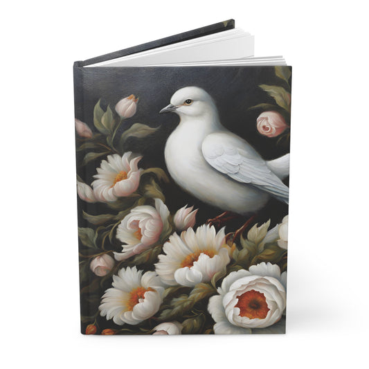 Dove Flower Art Hardcover Journal Notebook Matte 75 Sheets 5.75x8 inches Paper products Journal