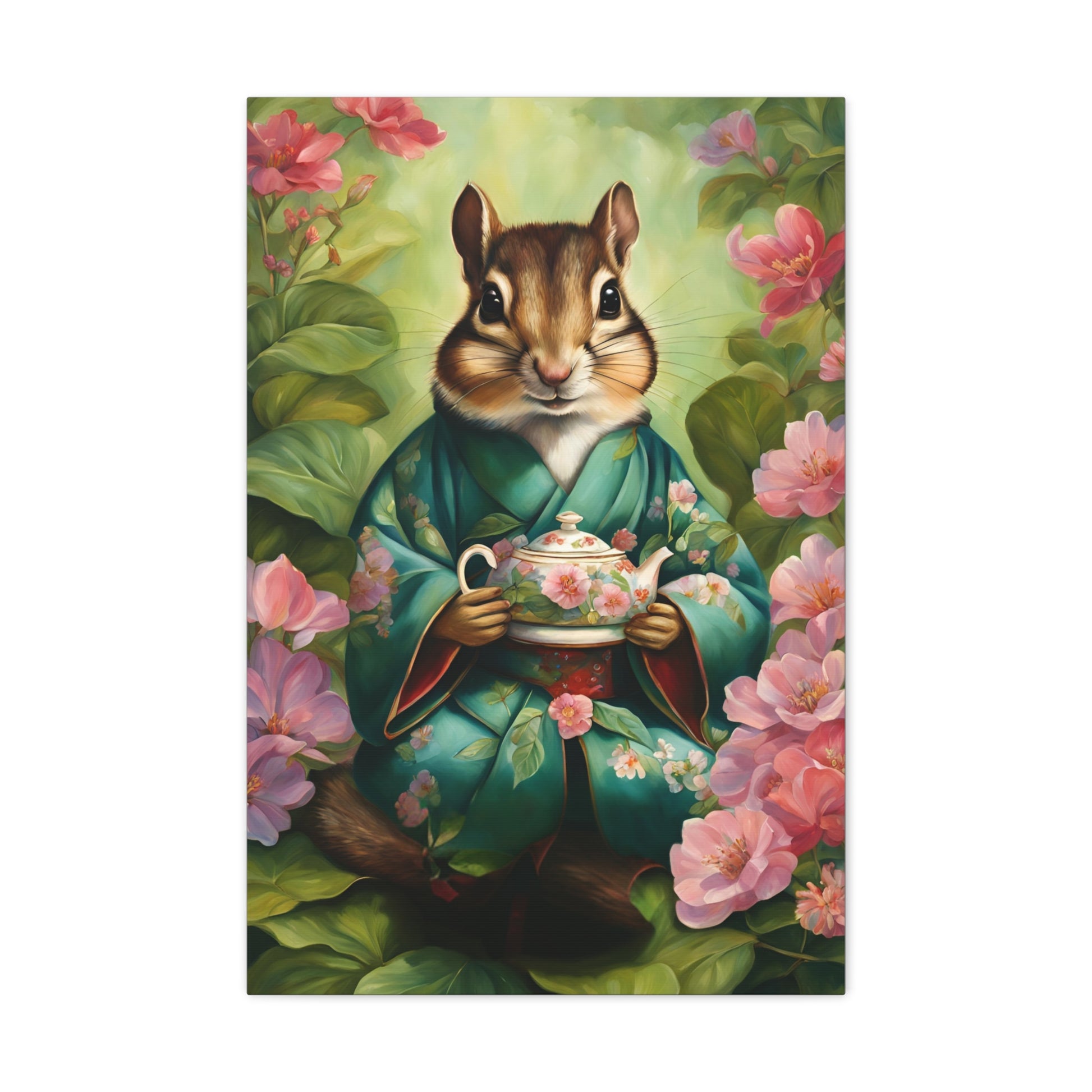 Chipmunk Serving Tea Art 20x30 Inch Canvas Wall Gallery Wrap Canvas