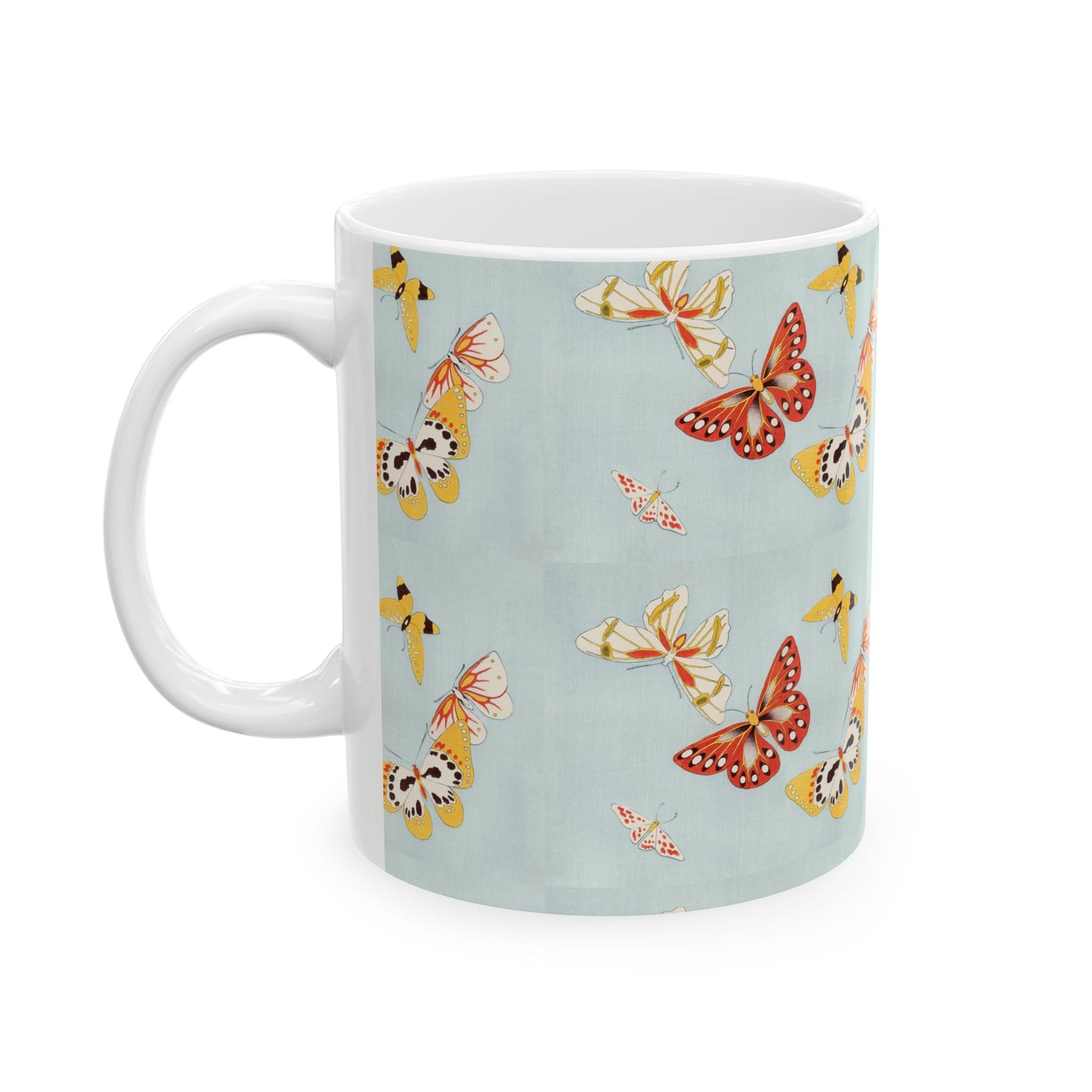 Japanese Butterflies Ceramic Coffee Mug 11oz 11oz Coffee Mugs Holiday Picks Home & Living Kitchen mug Mugs Sublimation White base Mug