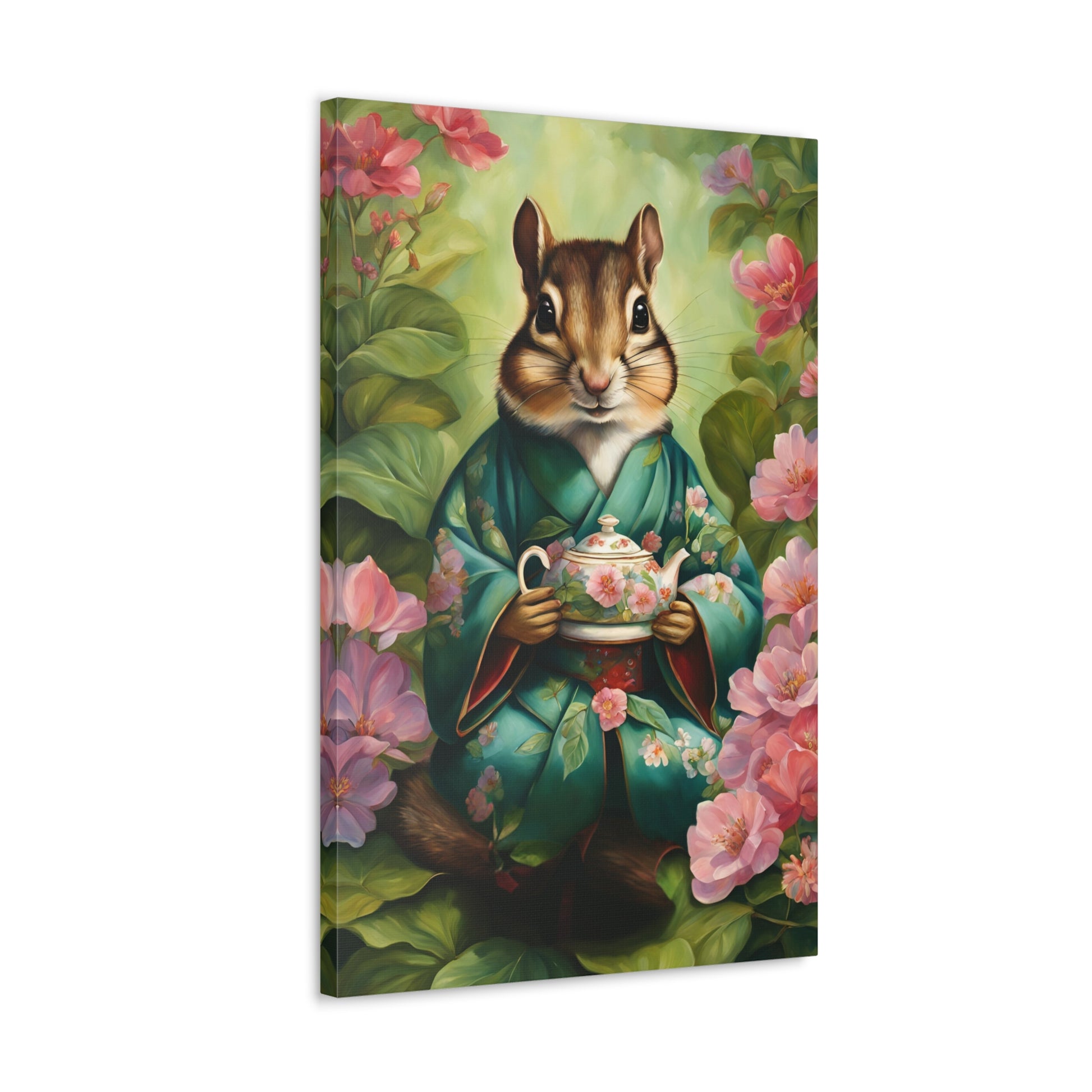 Chipmunk Serving Tea Art 20x30 Inch Canvas Wall Gallery Wrap Canvas