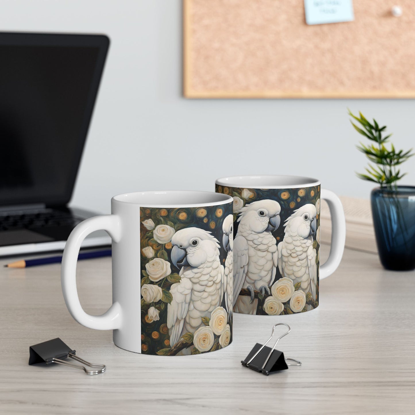 Parrots Roses Coffee Mug 11oz Art Ceramic Cup Mug