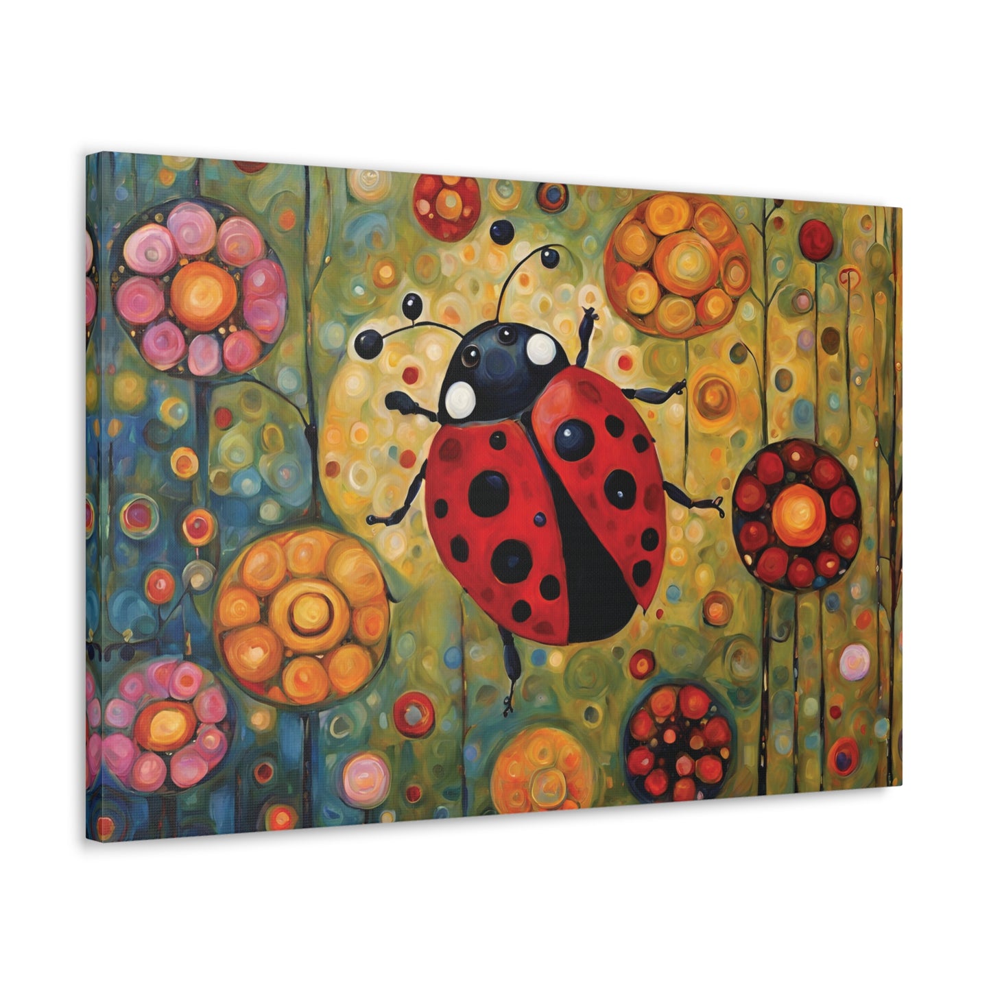 Ladybug Flowers Canvas Print 30x20 Inch Wall Art Art & Wall Decor Canvas Fall Picks Hanging Hardware Home & Living Indoor Top Spring Products Valentine's Day promotion Canvas