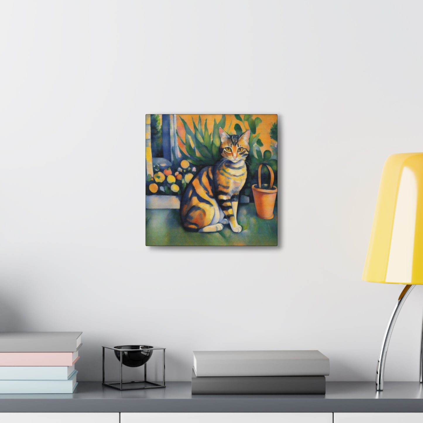 Tabby Cat Art Print Canvas Gallery Wrap 12x12 Inch