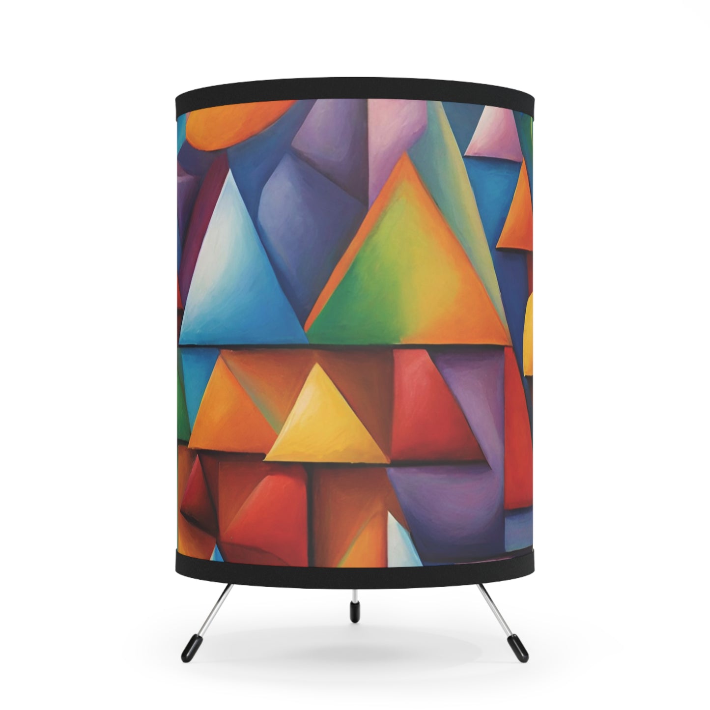 Abstract Triangles Art Tripod Table Lamp USCA Plug Home Decor One size Black