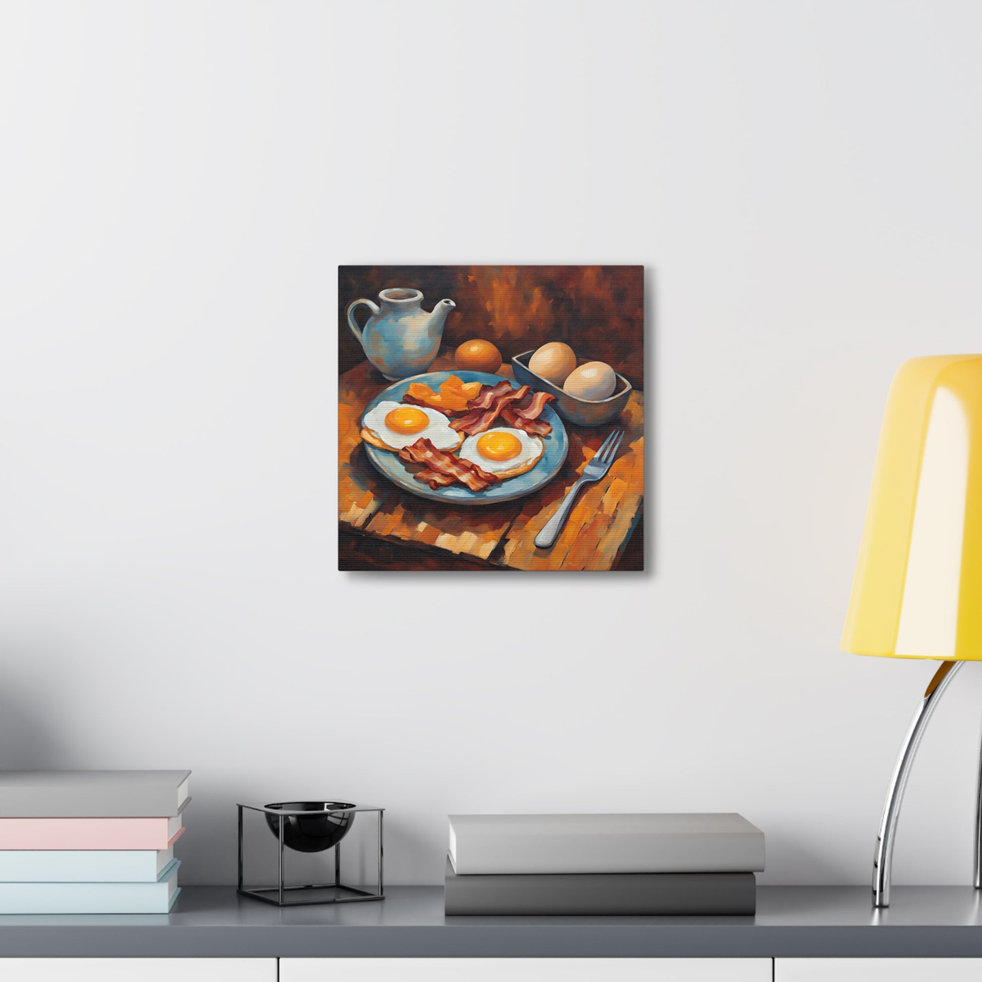 Eggs and Bacon Breakfast 12x12 inch Canvas Print Kitchen Wall Art 12x12 Art & Wall Decor Canvas Fall Picks Hanging Hardware Home & Living Indoor Top Spring Products Valentine's Day promotion Canvas