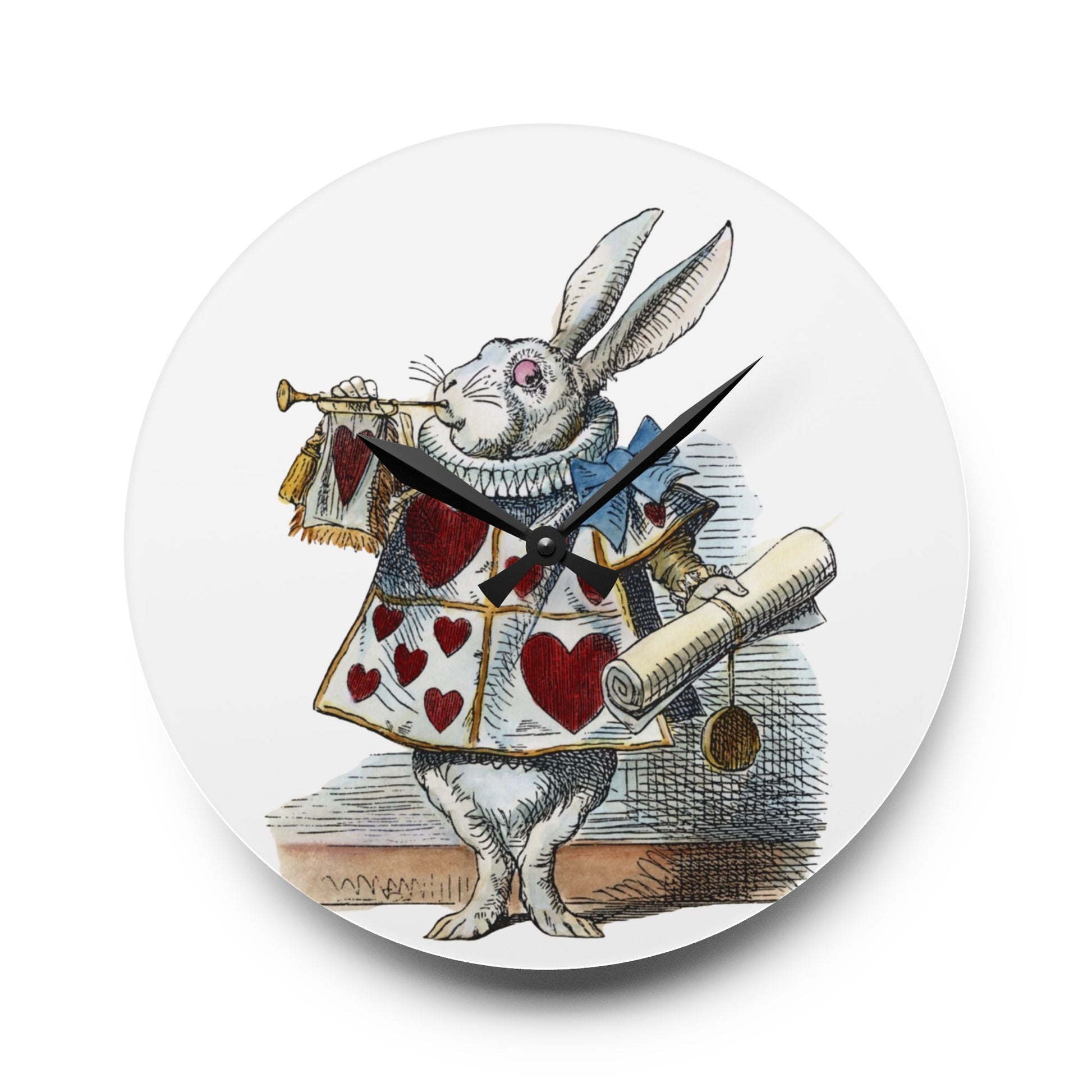 Acrylic Wall Clock Rabbit Herald Alice In Wonderland 10.75 Inches Home Decor 10.75'' × 10.75'' (Round)