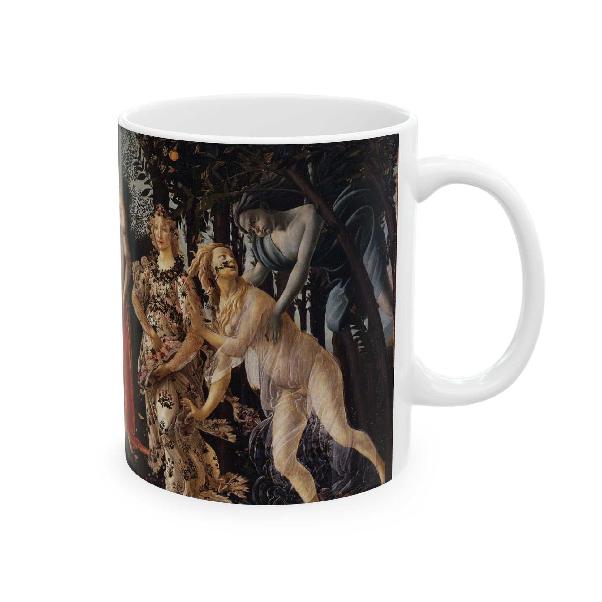 Primavera Three Graces Botticelli Art Ceramic Coffee Mug 11oz 11oz Coffee Mugs Home & Living Kitchen mug Mugs Sublimation White base Mug