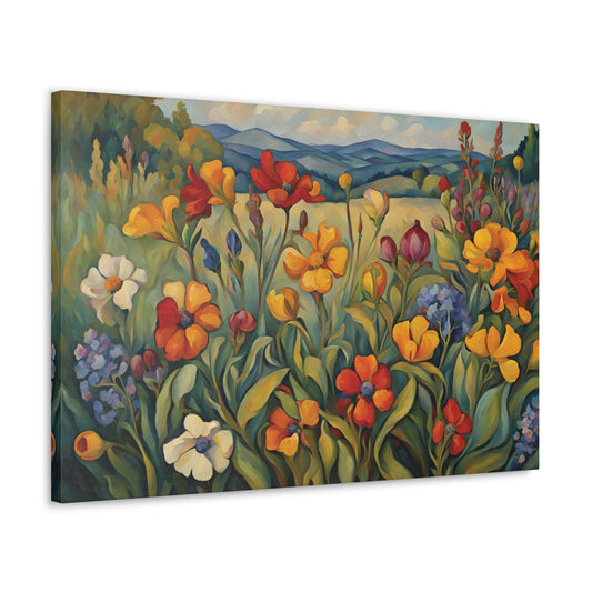 Meadow Wildflowers Canvas Gallery Wrap 30x20 Inch Wall Art Canvas