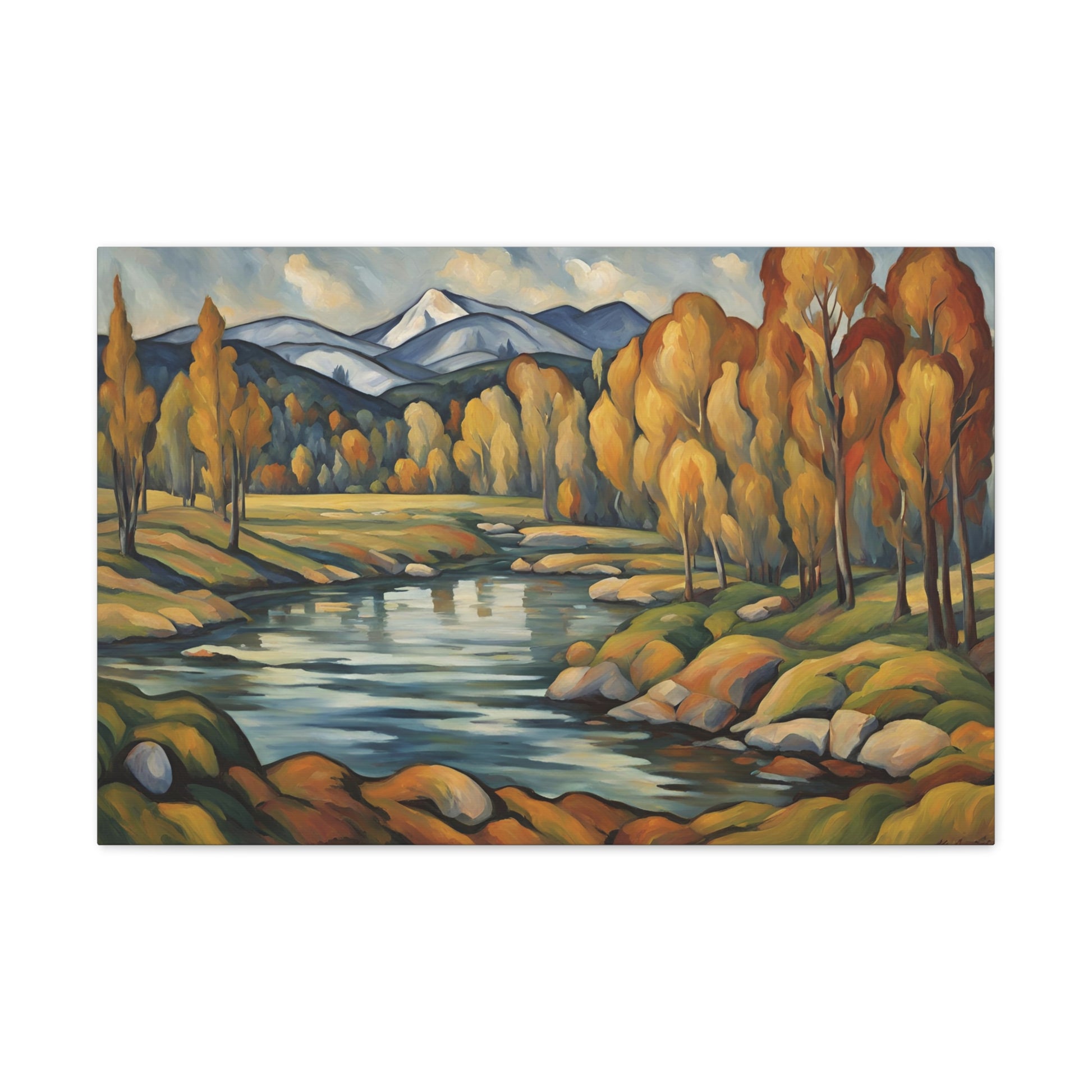 Mountain Lake Landscape Canvas Gallery Wrap 30x20 Inch Wall Art Canvas