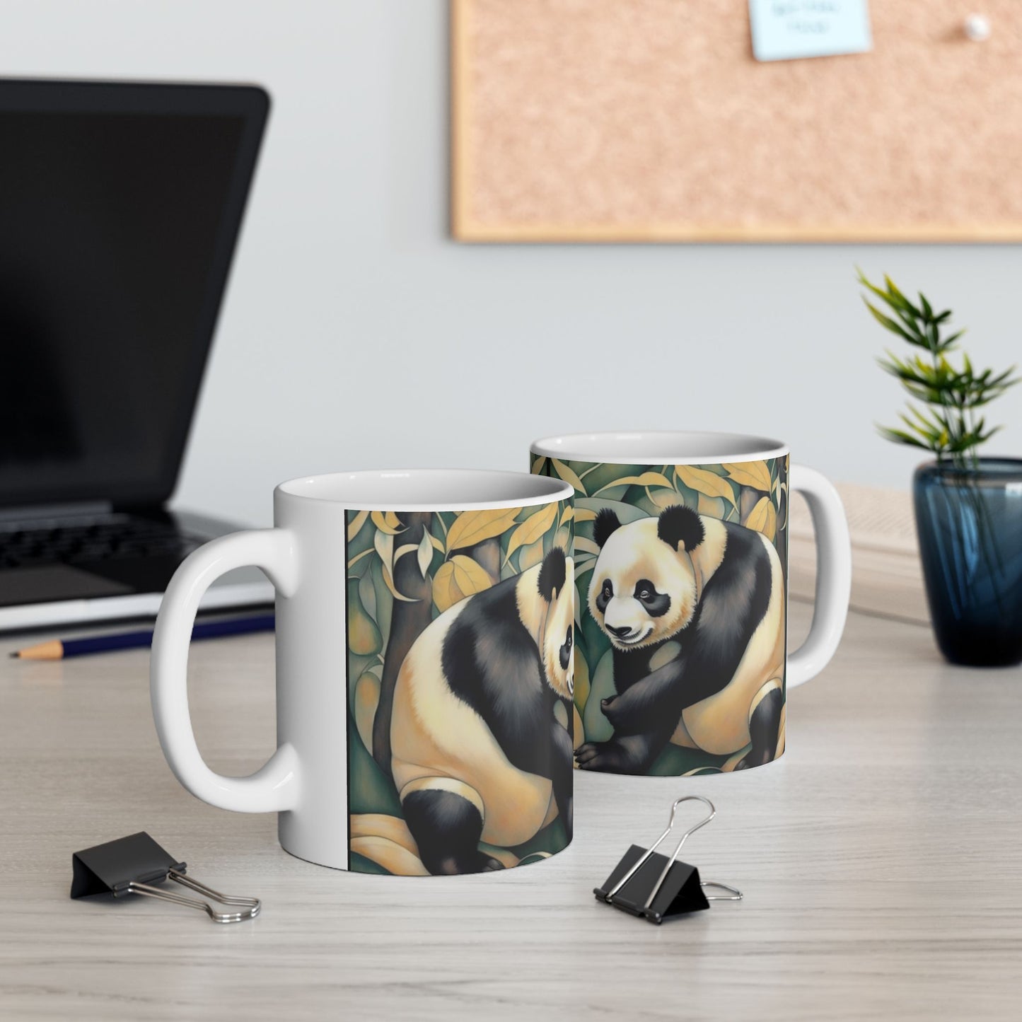 Panda Coffee Mug 11oz Art Nouveau Ceramic Cup Mug