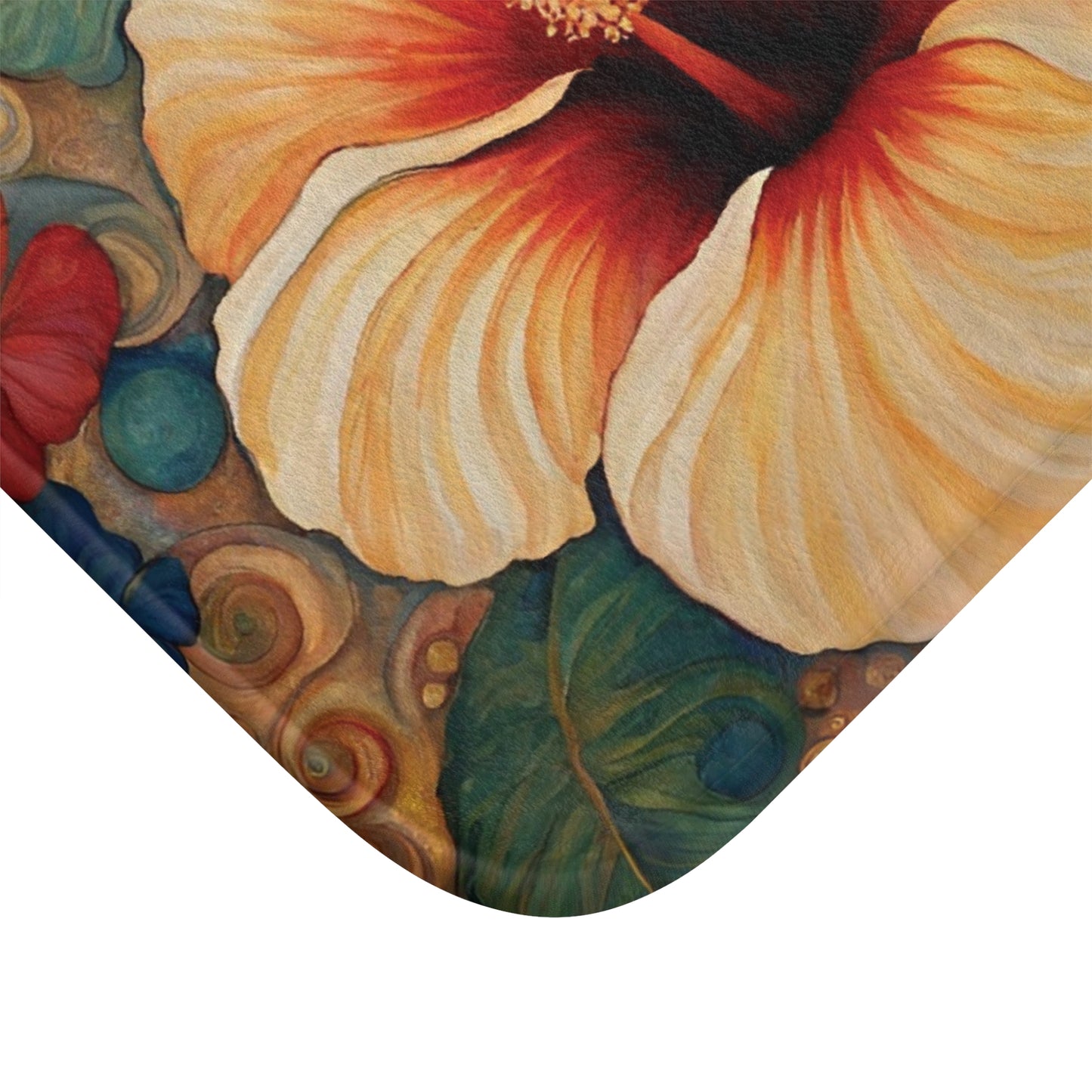 Hibiscus Flowers Modern Bathroom Bath Mat 34"×21" Home Decor