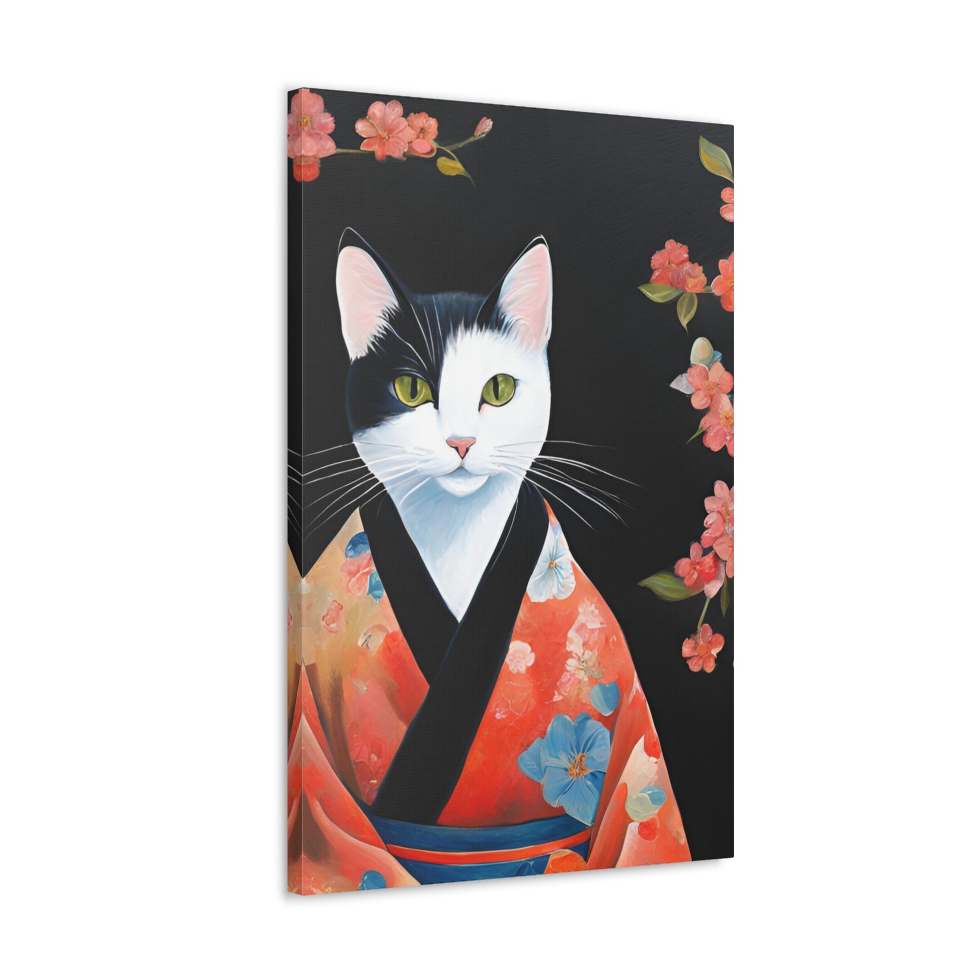 Kyoto Cat In Kimono 20x30 Inch Canvas Wall Art Gallery Wrap Canvas