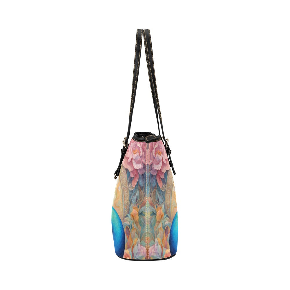 Peacock Shoulder Tote Bag 17.5" x 11" PU Faux Leather Tote Bag