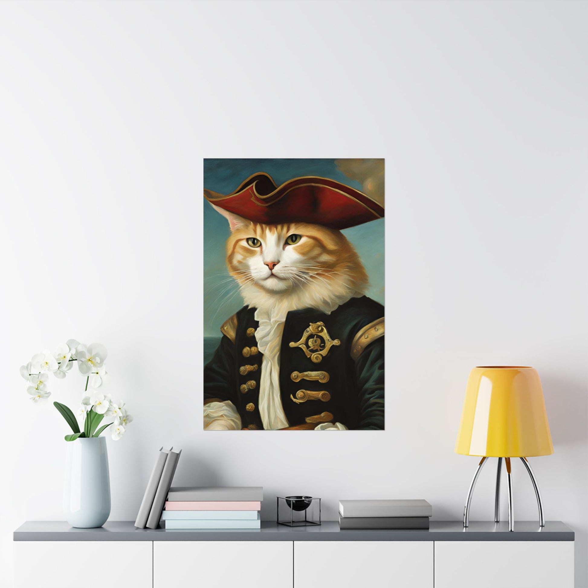 Captain Cat Matte Poster 24x36 Inches Cat Art Poster