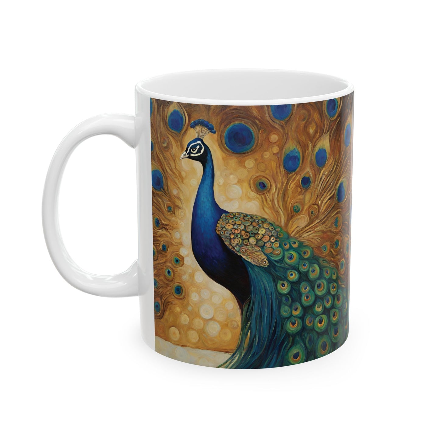 Peacock Art Ceramic Coffee Mug 11oz 11oz Coffee Mugs Holiday Picks Home & Living Kitchen mug Mugs Sublimation Valentine's Day Valentine's Day Picks White base Mug