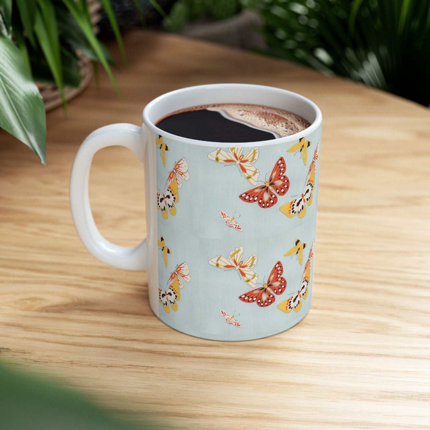 Japanese Butterflies Ceramic Coffee Mug 11oz 11oz Coffee Mugs Holiday Picks Home & Living Kitchen mug Mugs Sublimation White base Mug