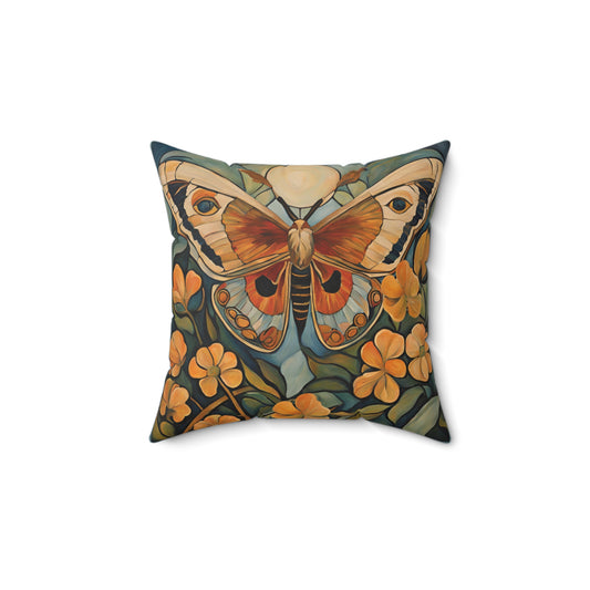 Moth Art Faux Suede Square Throw Pillow for Couch Sofa Bed