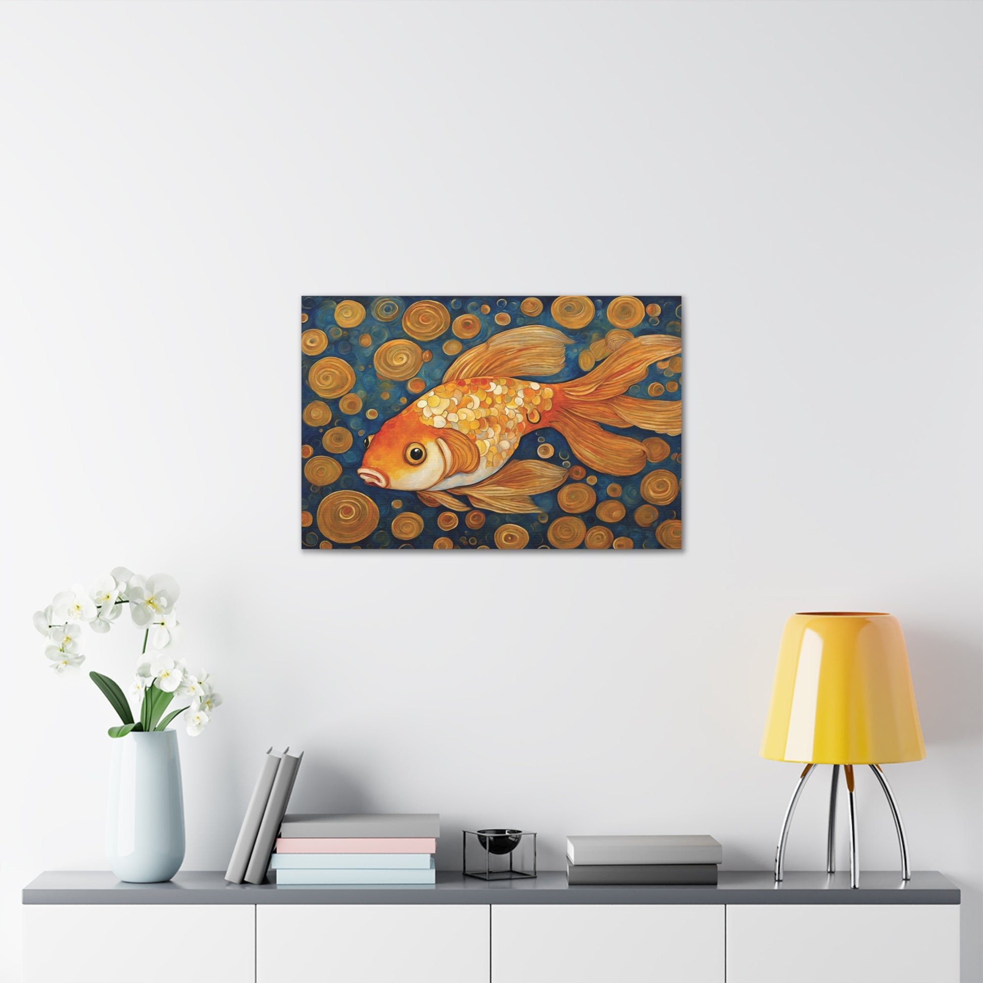 Goldfish Koi Modern Art Canvas Print 30x20 Inch Canvas