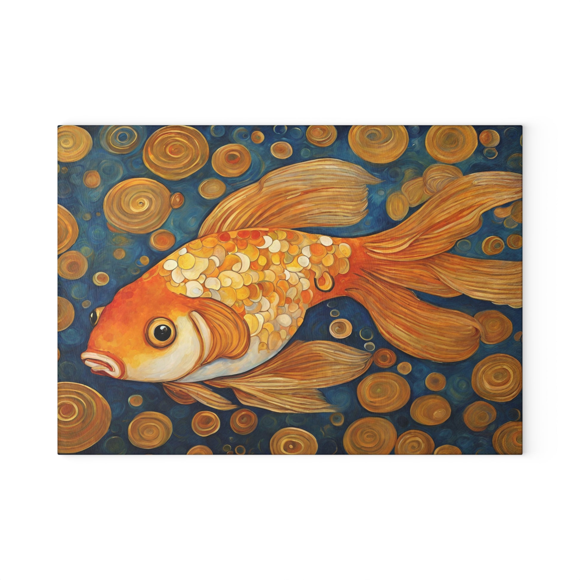 Goldfish Glass Kitchen Cutting Board Art Nouveau Style 8x11 Inches Housewarming Wedding Gift Home Decor