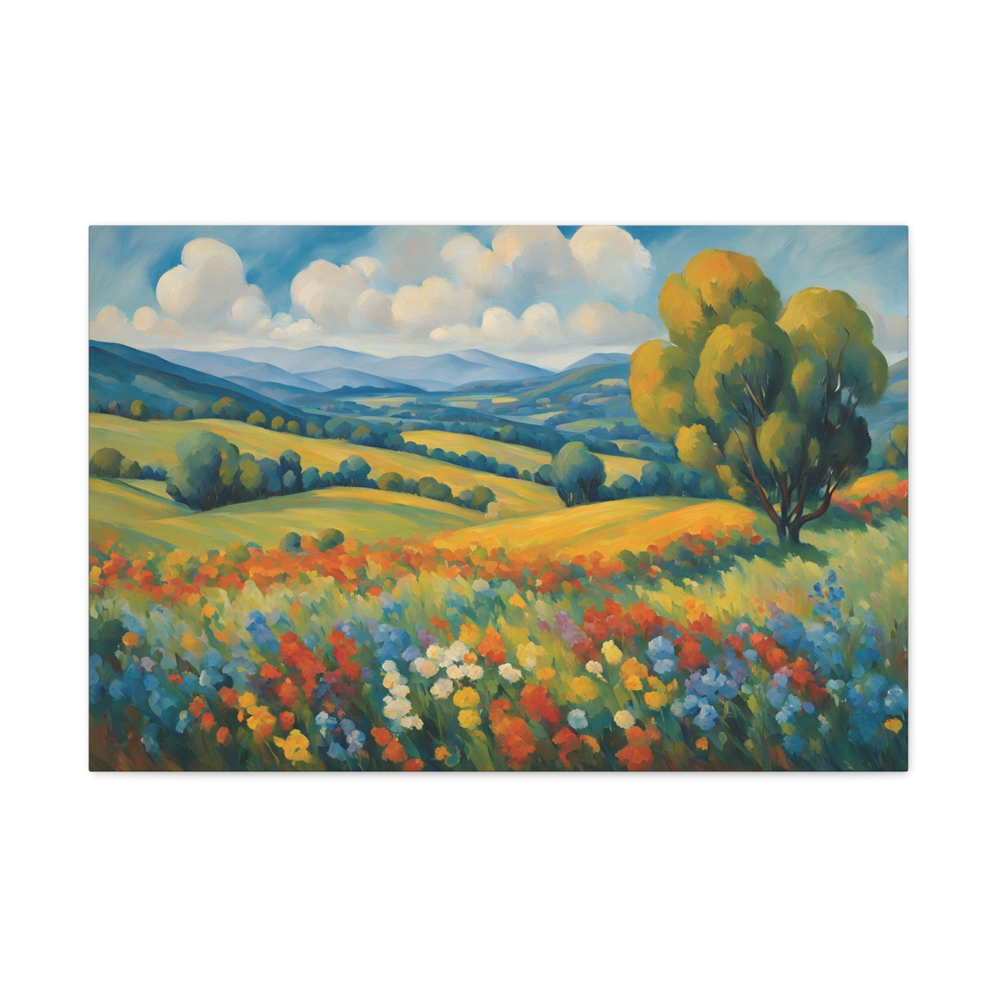 Flower Meadow Wall Art Landscape Canvas Print 30x20 Inch Canvas