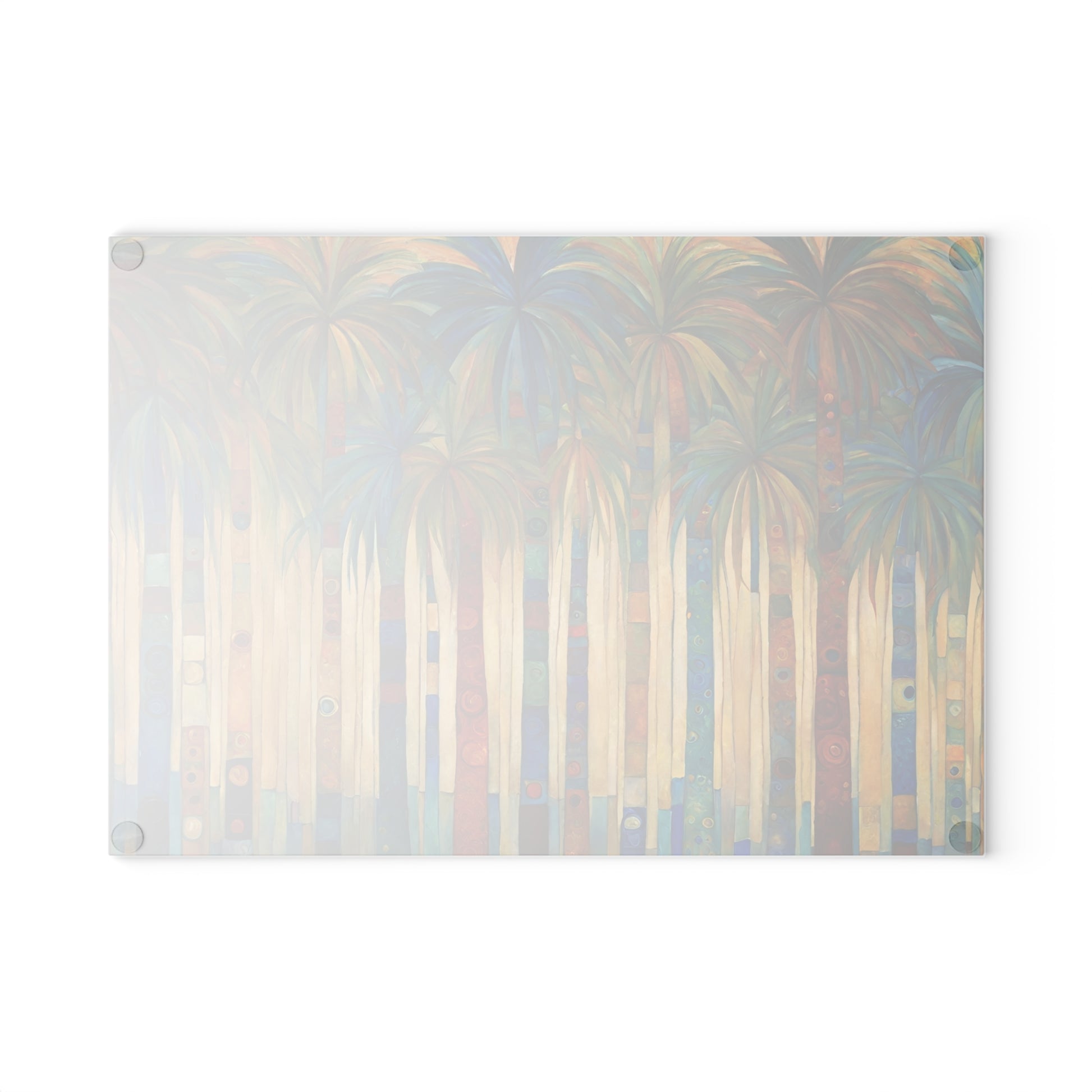 Palm Trees Glass Kitchen Cutting Board Art Nouveau Style 8x11 Inches Housewarming Wedding Gift Home Decor