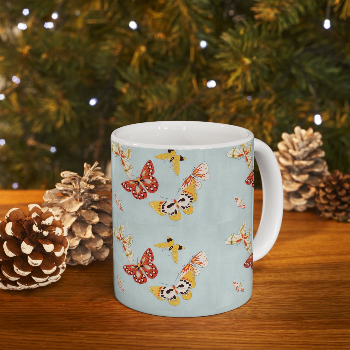 Japanese Butterflies Ceramic Coffee Mug 11oz 11oz Coffee Mugs Holiday Picks Home & Living Kitchen mug Mugs Sublimation White base Mug