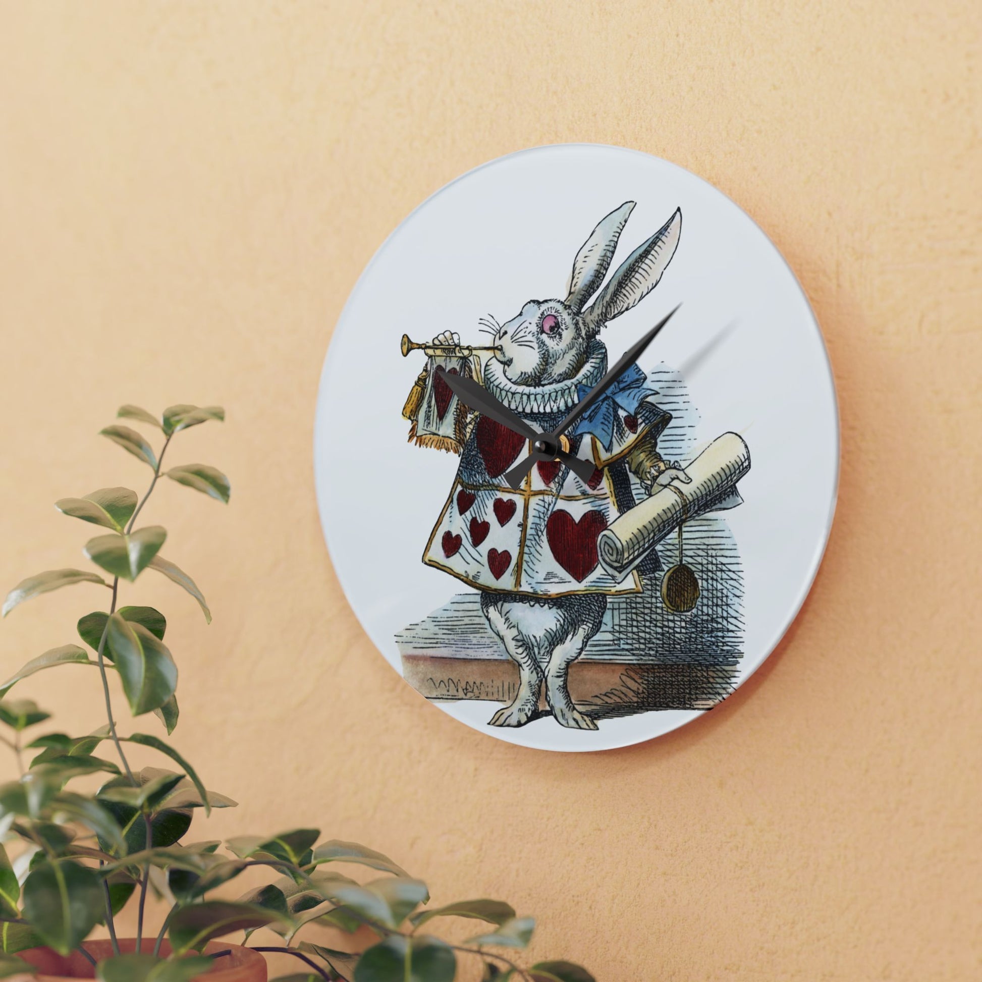 Acrylic Wall Clock Rabbit Herald Alice In Wonderland 10.75 Inches Home Decor