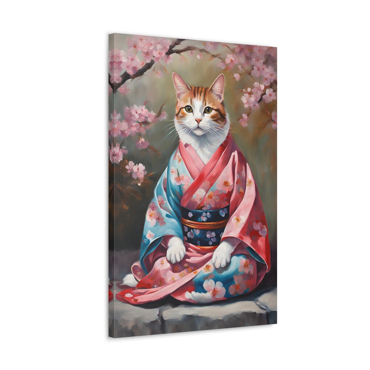 Geisha Cat In Kimono 20x30 Inch Canvas Wall Art Gallery Wrap Canvas