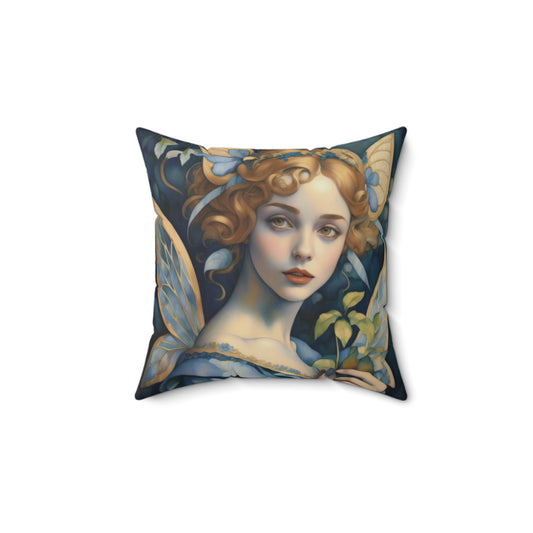 Blue Fairy Art Faux Suede Square Throw Pillow for Couch Sofa Bed