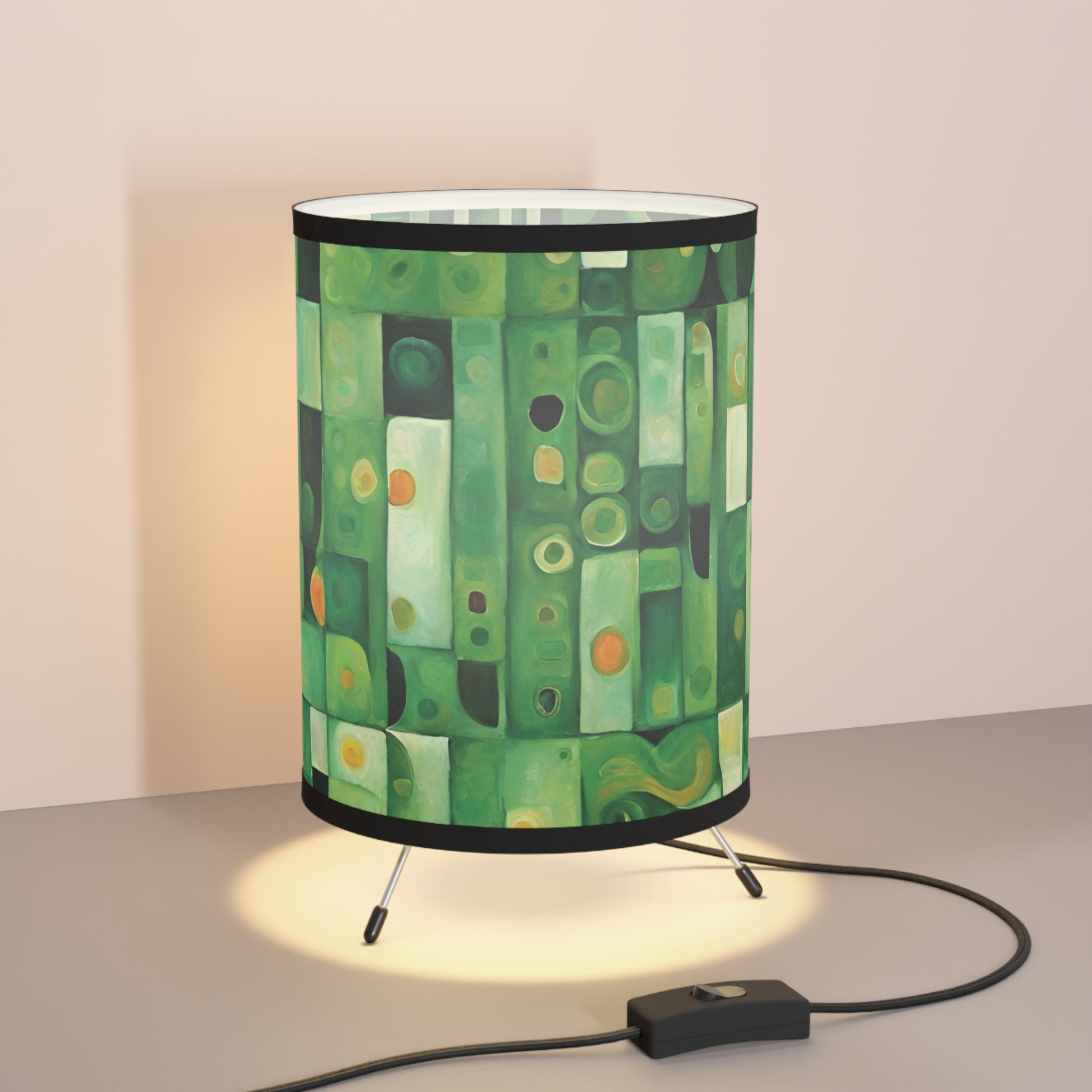 Abstract Green Art Tripod Table Lamp USCA Plug Home Decor