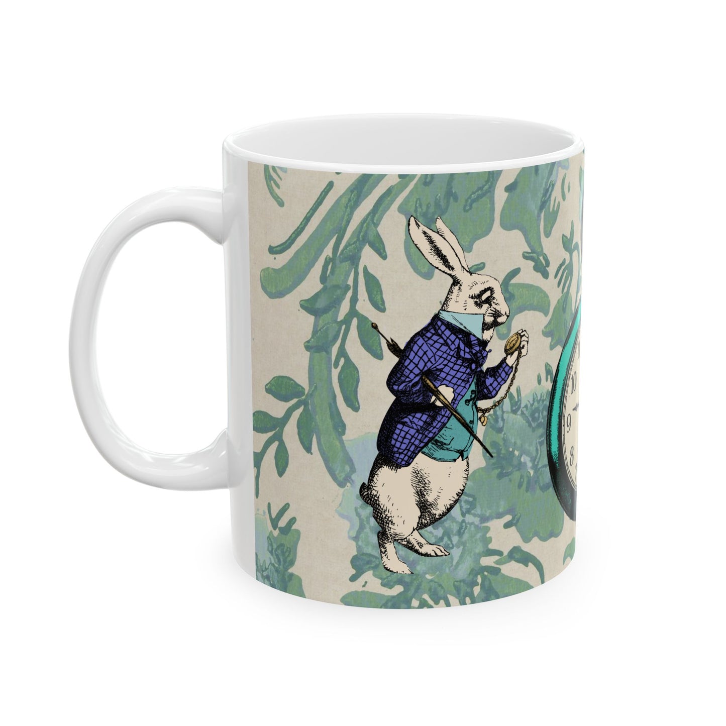 White Rabbit I'm Late Ceramic Coffee Mug 11oz Alice In Wonderland Art Mug