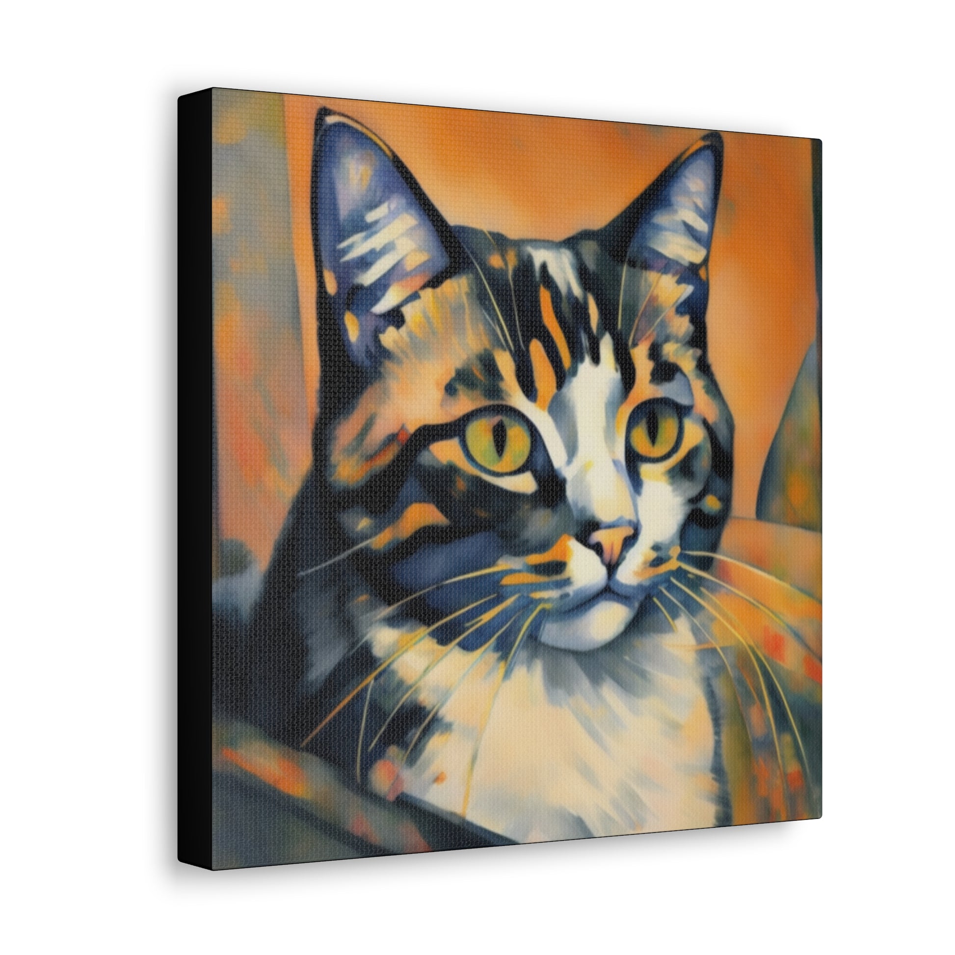 Cat Portrait Art Print Canvas Gallery Wrap 12x12 Inches 12″ x 12″ 1.25"