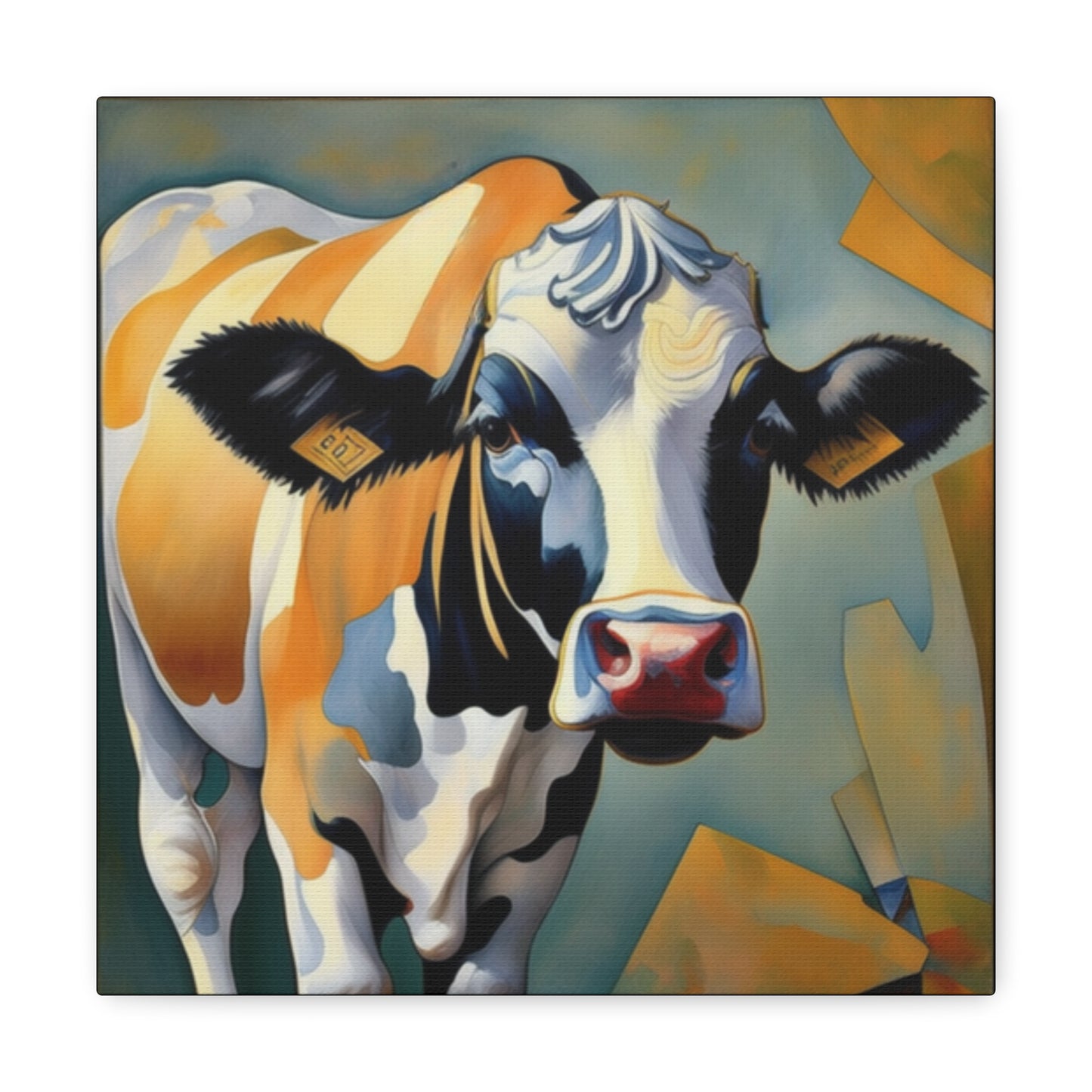 Cow Art Nouveau Canvas Gallery Wrap Print 12x12 inch