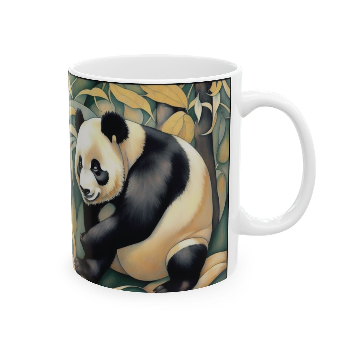 Panda Coffee Mug 11oz Art Nouveau Ceramic Cup