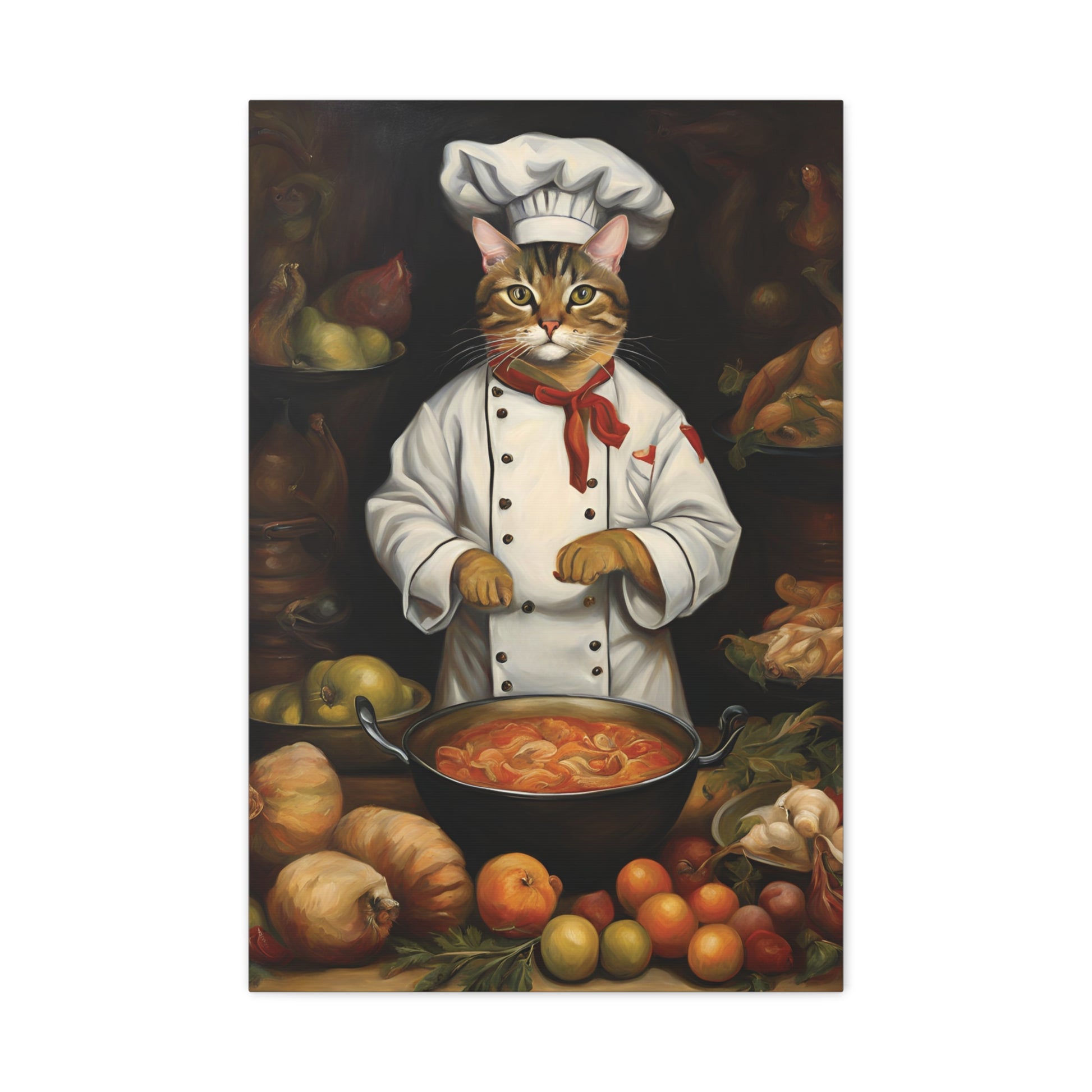 Cat Chef Art Canvas Print Wall Decor 20x30 Inch Ready To Hang Canvas