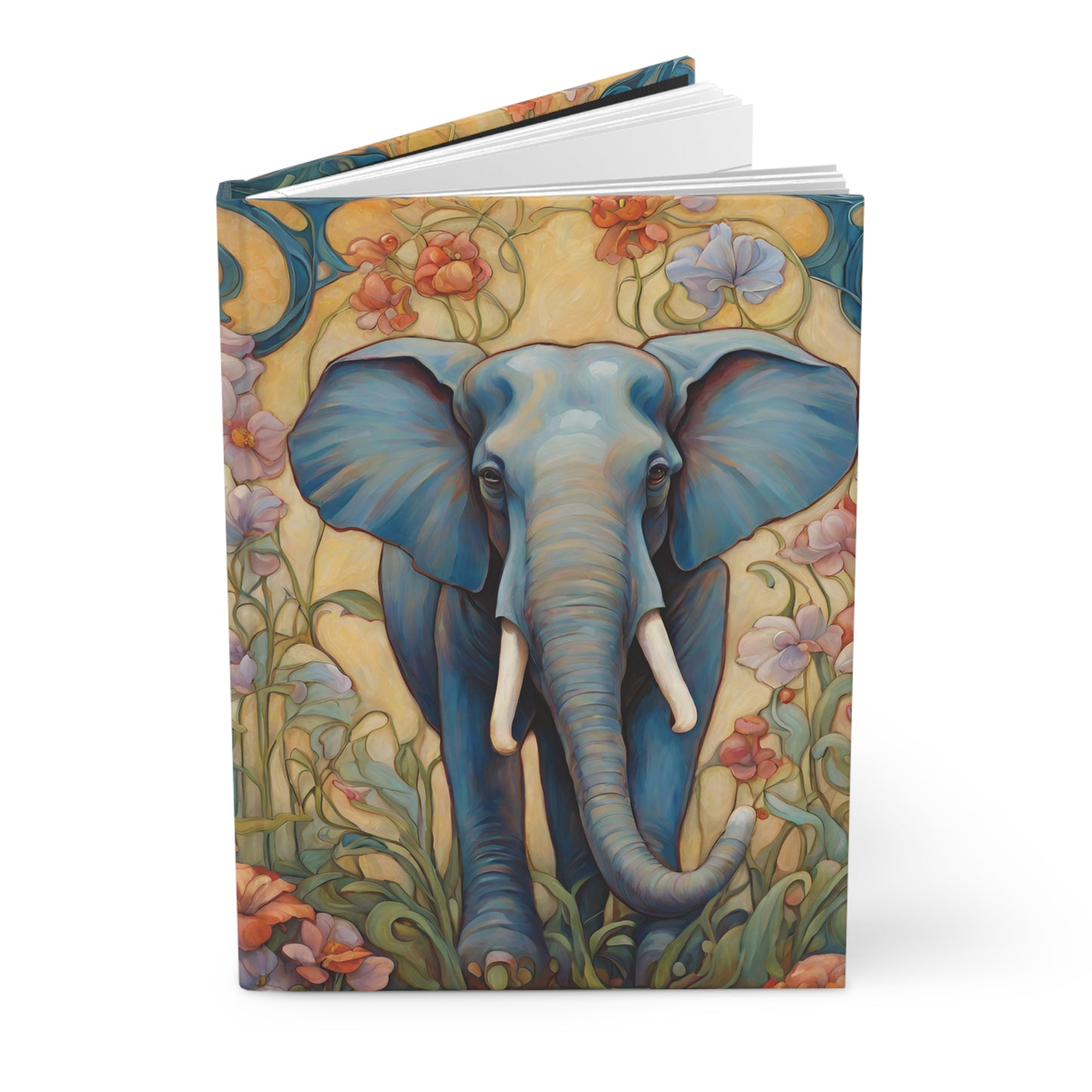 Elephant Art Nouveau Hardcover Journal Lined Notebook Matte Paper products