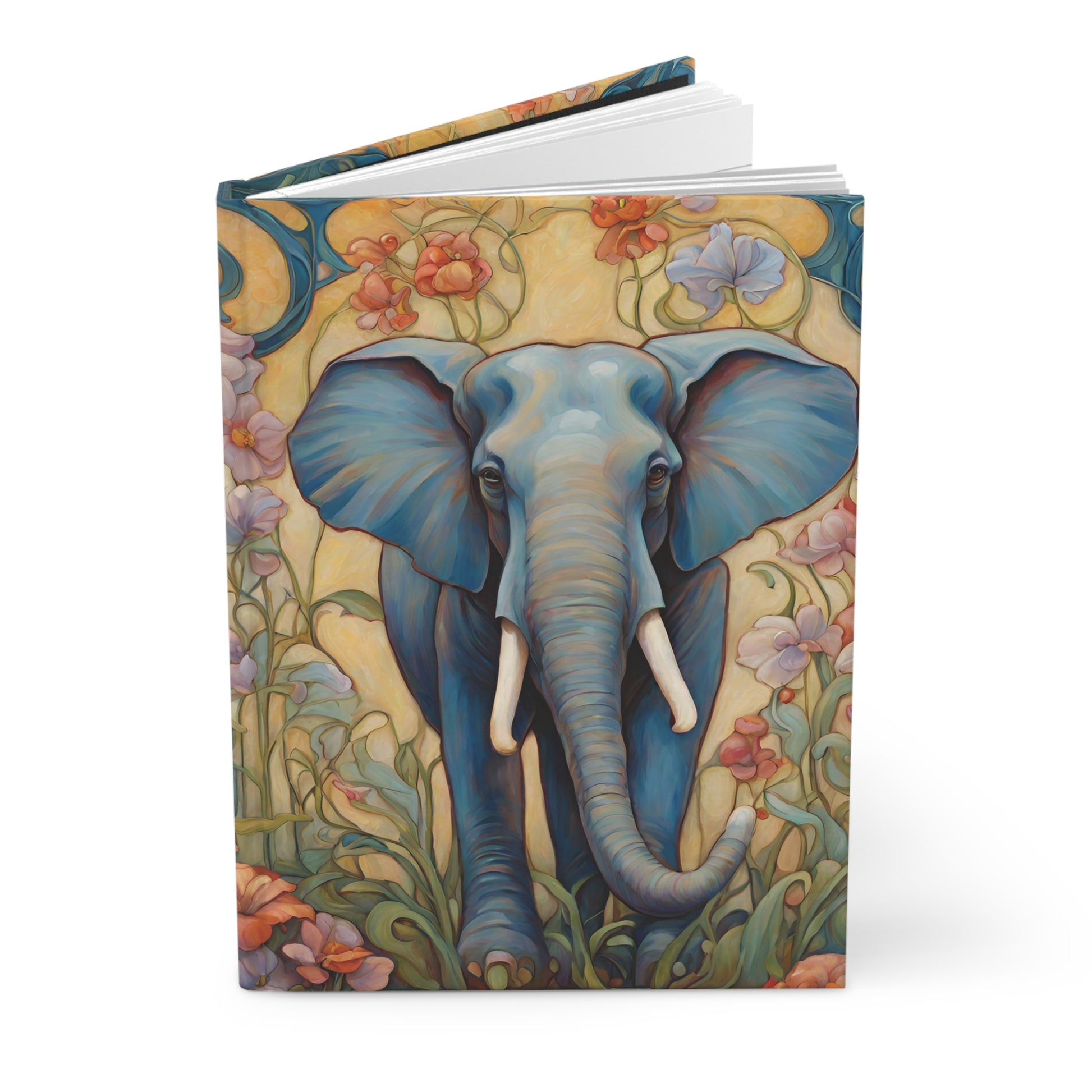 Elephant Art Nouveau Hardcover Journal Lined Notebook Matte Paper products Journal