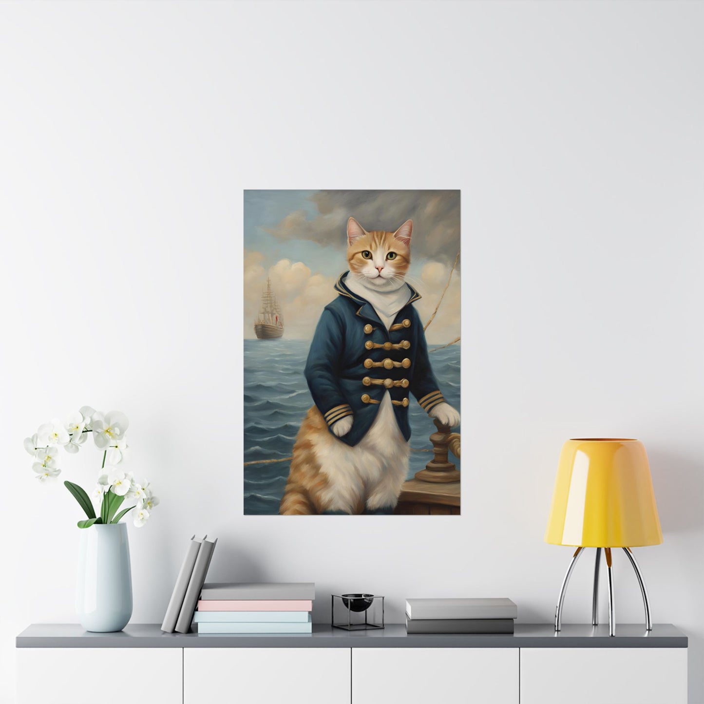 Sailor Cat Matte Poster 24x36 Inches Cat Art Poster