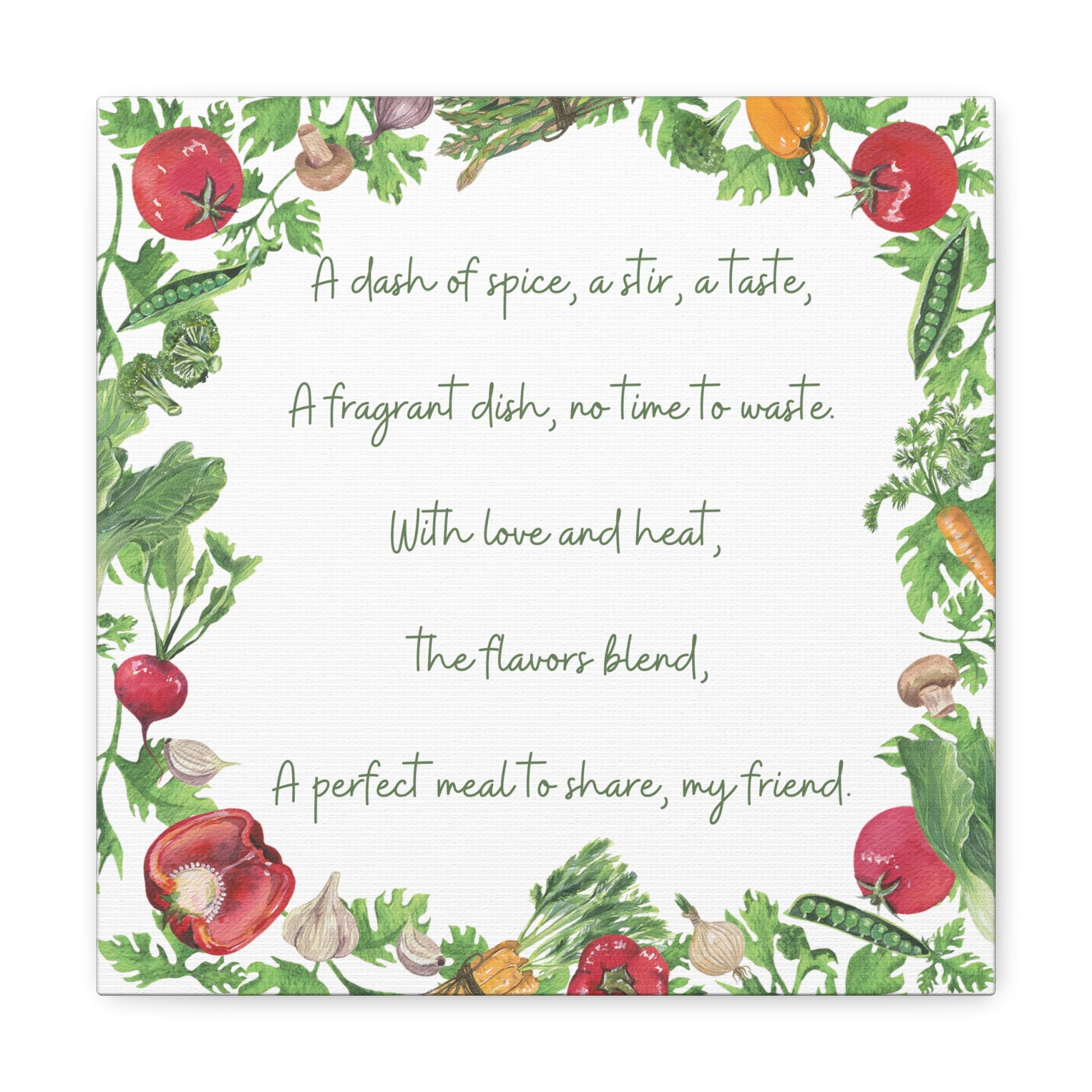 Cooking Poem 12x12 inch Canvas Print Kitchen Wall Art Canvas