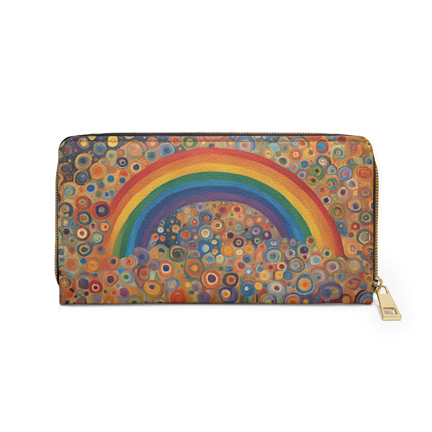 Rainbow Flowers Wallet Faux Leather Zipper Cruelty Free Art Fantasy LGBTQ Pride Rainbow wallet Zipper Wallet Zippered Wallet