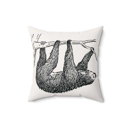 Sloth Art Throw Pillow Faux Suede 16x16 Inches 16 Inch Animal Animal Art Decorative Pillow Faux Suede Pillow Sloth Throw Pillow Throw Pillows