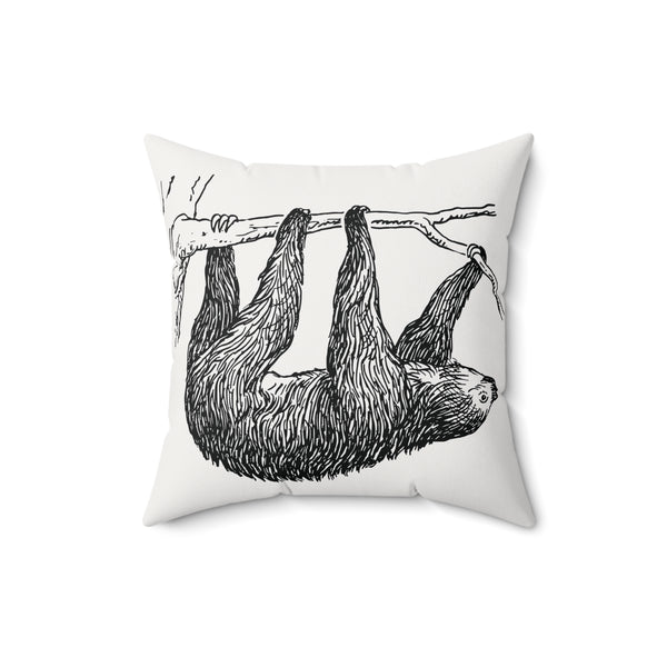 Sloth Art Throw Pillow Faux Suede 16x16 Inches