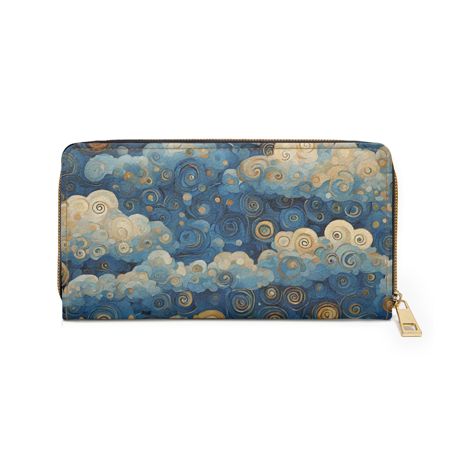 Blue Sky Clouds Art Nouveau Faux Leather Zipper Wallet Art Art Nouveau Blue Clouds Sky wallet Zipper Wallet Zippered Wallet Wallets & Money Clips