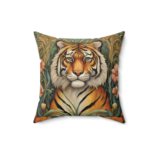 Tiger Throw Pillow Faux Suede 16x16 Inches Art Nouveau Decor 16 Inch Animal Art Art Nouveau Decorative Pillow Faux Suede Pillow Home Decor Throw Pillow Tiger Throw Pillows