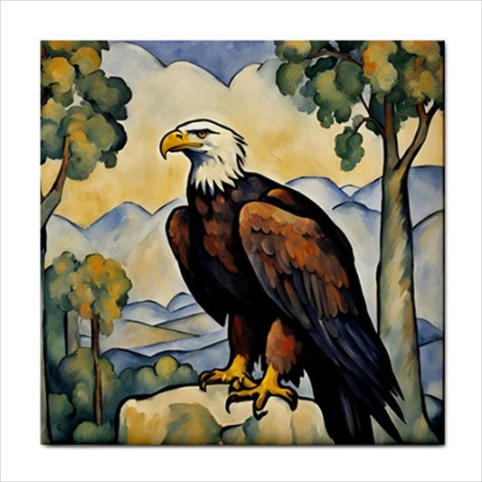 Bald Eagle Ceramic Tile Decorative Backsplash 4.25 Inches Ceramic Tile