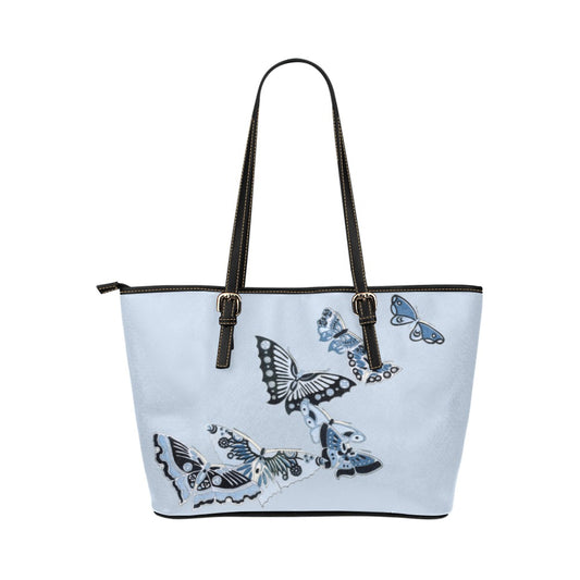 Blue Butterflies Shoulder Tote Bag 17.5" x 11" PU Faux Leather 17.5" x 11" Art Blue Butterflies Butterfly Carry On Home Decor Pattern PU Leather Shoulder Bag Tote Tote Bag Travel Tote Bag